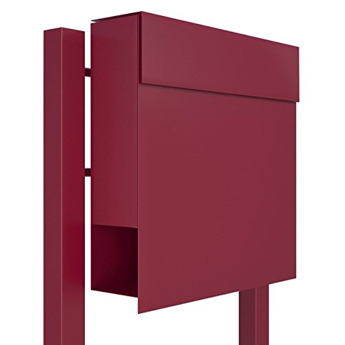 Standbriefkasten mit Zeitungsfach, Design Briefkasten Manhattan Stand Rot - Bravios von Bravios