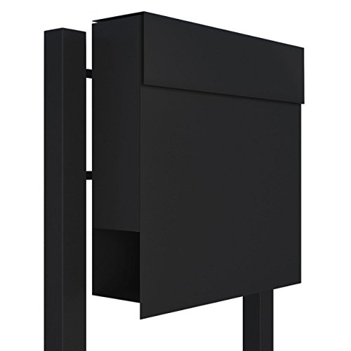 Standbriefkasten mit Zeitungsfach, Design Briefkasten Manhattan Stand Schwarz - Bravios von Bravios