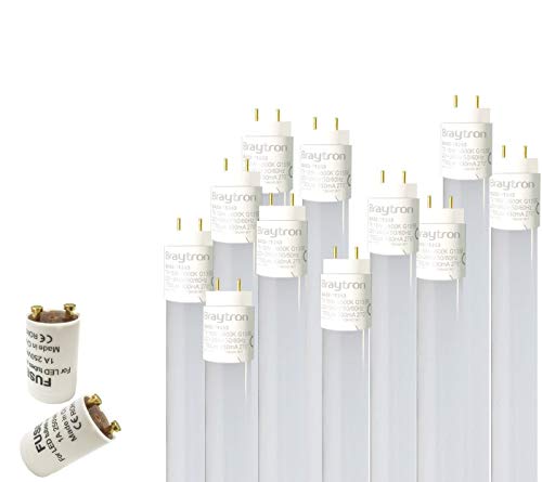 Braytron 25x 9W LED Röhre G13 T8 Leuchtstoffröhre Tube/Warmweiß 3000K 900 Lumen 270° Abstrahlwinkel/inkl. Starter 10er Pack/milchweiße Abdeckung von Braytron