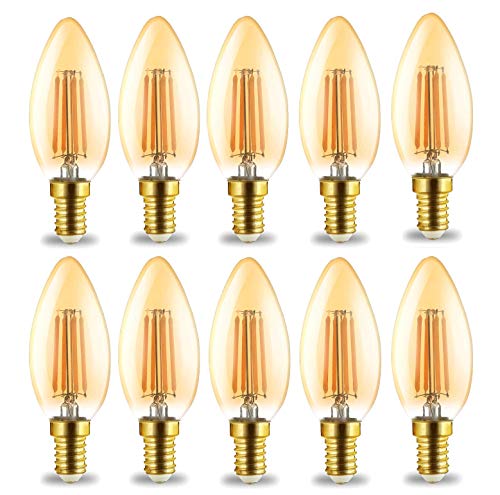 BRAYTRON 10 Dimmbare E14 Filament Vintage Lampe LED Leuchte Leuchtmittel Birne mit Kerzen Form (C35) Dimmbar |4 Watt | 360 Lumen | 2200K Warmweiß von Braytron