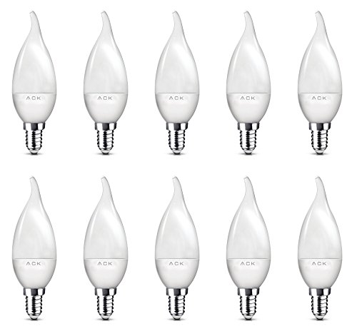Braytron 10er Sparpack | LED Leuchtmittel E14 Flamme C35T 5 Watt matt | 400 Lumen kaltweiß (6400 K) von Braytron