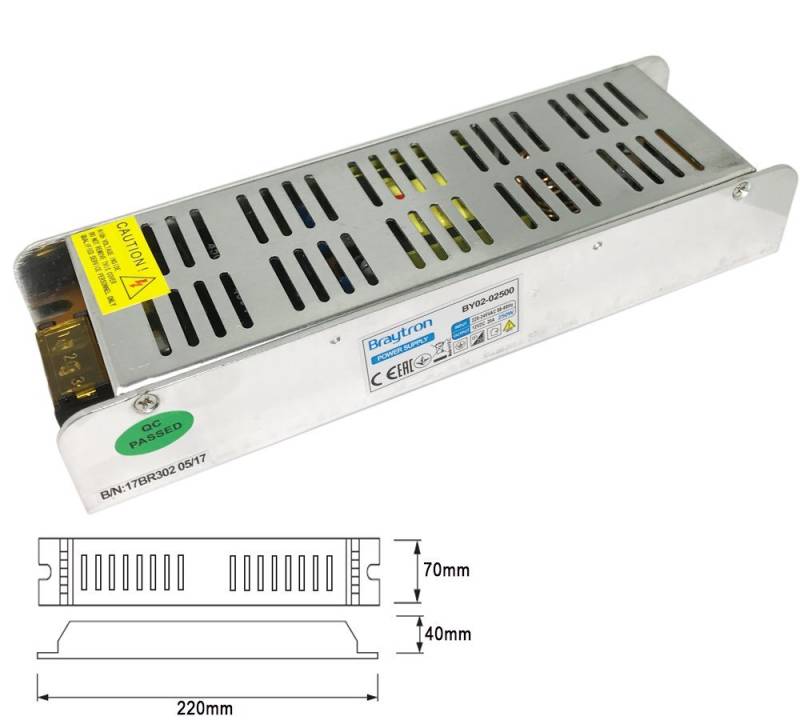 Braytron 12V - 20A - 250W AC Adapter LED Trafo Netzteil LED Trafo (Strip) von Braytron