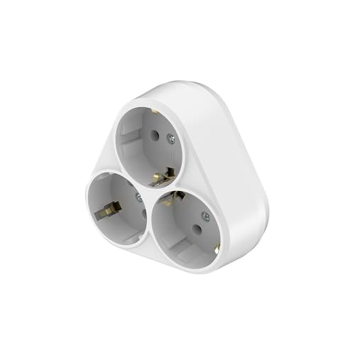 Braytron 3-Fach Mehrfachstecker Steckdosenadapter 230V Typ F Dreieck & Rechteck mit/ohne Kindersicherung 3680W Steckdosenleiste Reiseadapter Stecker Verteiler (Dreieck ohne Kindersicherung) von Braytron