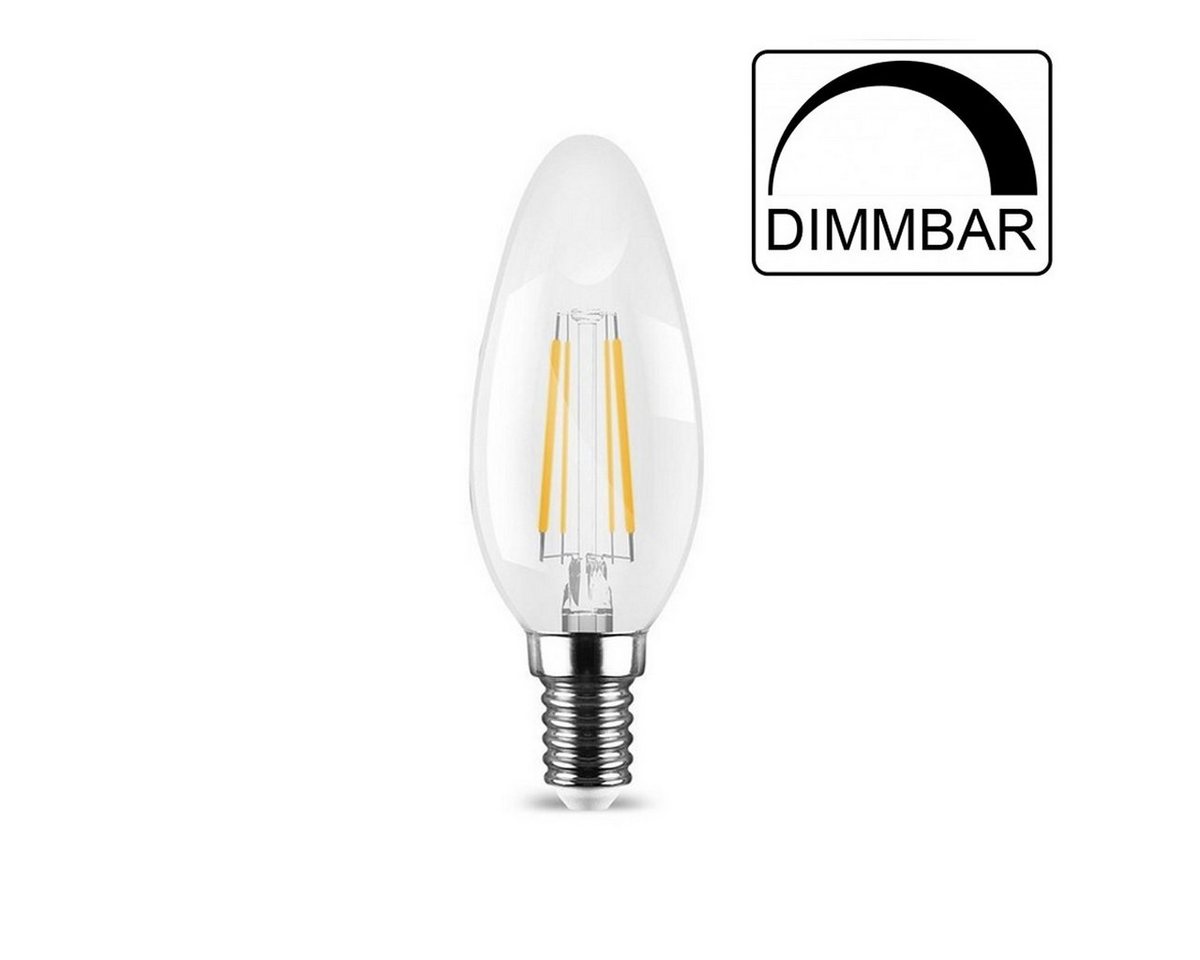 Braytron LED-Leuchtmittel 4 W Dimmbare E14 LED Leuchtmittel Birne klar Glas Kerze C35 Klein, 1 St., Warmweiß, Birne C35 470 Lumen klar Glas Warmweiß 2700K von Braytron