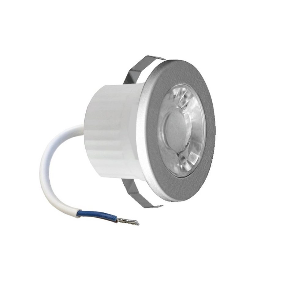 Braytron LED Einbaustrahler 3 W LED mini Einbauleuchte Einbaustrahler Spot Schwarz Silber oder, Warmweiß, 3w, 210 Lumen, Warmweiß, Ø44 x 28 mm, Silber, Lochmaß: Ø32, rund, IP54 von Braytron