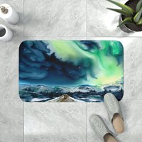 Aurora Borealis Badematte - Landschaft Badteppiche Bad Dekor Badezimmer Teppiche Wohnkultur von BrazenDesignStudio