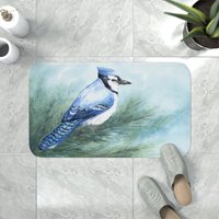 Bluejay Badematte - Wildlife Badezimmerteppich Vogel Bad Dekor Badezimmer Teppiche Home Decor von BrazenDesignStudio