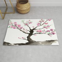 Sakura Tree Teppich - Blumenteppich Wohnzimmer Schlafzimmer Dekoration Indoor Oder Outdoor von BrazenDesignStudio