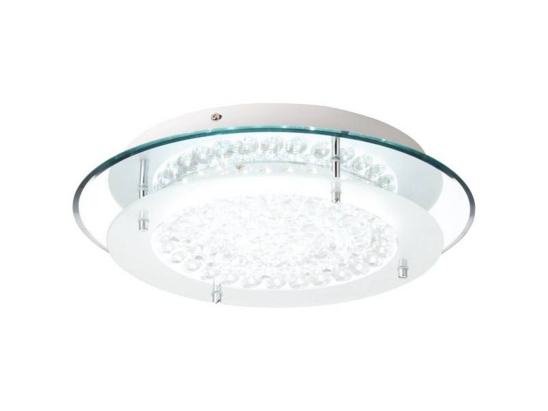 BreLight LED Deckenleuchte Jolene, LED fest integriert, Farbwechsler, Ø 36 cm, dimmbar, CCT, 2000 lm, Fernbed., Glas/Metall, chrom/transp. von BreLight