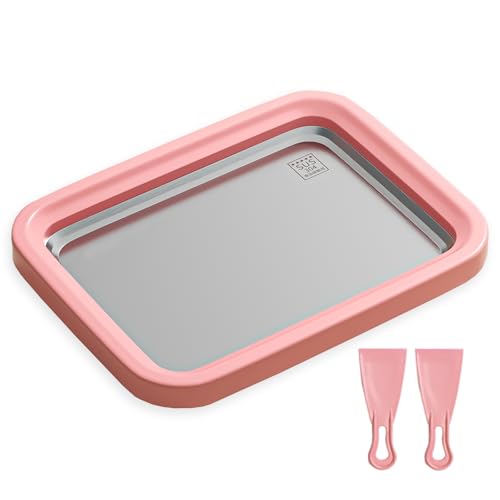 Gerollte Eismaschine, Eltern-Kind-hausgemachte Instant-Joghurt-Maschine, mit 2 Spateln, ohne Stecker, lebensmittelechter 304 Edelstahl, sicherer für Kinder (Rosa, 22,6 x 17,5 x 4,1 cm) von Break The Waves