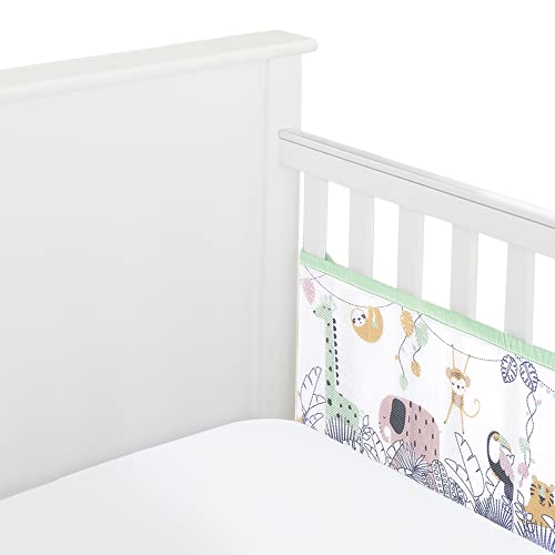 BreathableBaby, Klassisches 3 mm atmungsaktives Netzfutter für Kinderbetten mit 120 x 60 cm oder 140 x 70 cm Matratze, Regenwald, deckt 2 Seiten ab, Nicht gepolsterte einlagige Nestchen-Alternative, von BreathableBaby