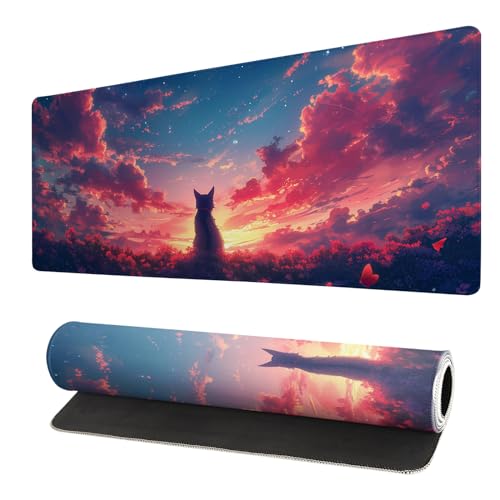 Gaming-Mauspad, Schreibtischunterlage, erweitertes großes Mauspad, 80 x 30 cm lang, Computertastatur, Mauspad mit 3 mm rutschfester Unterseite und genähtem Rand für Gaming und Büro von Brecoy