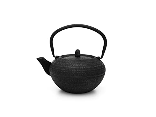 Bredemeijer Schwarze runde gusseiserne Asia Teekanne 1.2 Liter inklusive Filtersieb - zur Aufbereitung von losem Tee von Bredemeijer