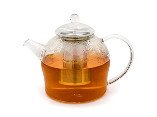 Bredemeijer große gläserne Teekanne 1.5 Liter mit Edelstahl Teesieb - einwandige spülmaschinengeeignete Glaskanne von Bredemeijer