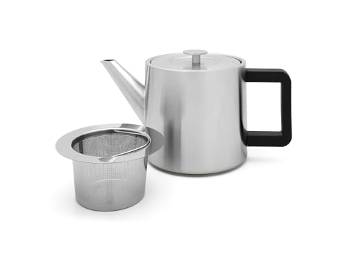 Bredemeijer kleine matte Kanne 1.1 Liter doppelwandig & Filter - Teekanne aus Edelstahl im norwegischen Design - für länger heißen Teegenuß von Bredemeijer