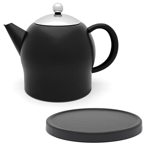Bredemeijer Teekanne Set 1.4 Liter - Edelstahl doppelwandig Schwarz matt - Großer Moderner Teebereiter ohne Filter - inkl. Holz-Untersetzer schwarz Bredemeijer Teekanne Set 1.4 Liter - Edelstahl doppelwandig Schwarz matt - Großer Moderner Teebereiter ohne Filter - inkl. Holz-Untersetzer schwarz von Bredemeijer