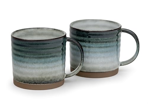 Bredemeijer Teetassen Set 2-teilig - modern gestreifte Kaffeetassen aus Keramik - Steingut-Tassen mit je 350 ml Fassungsvermögen von Bredemeijer