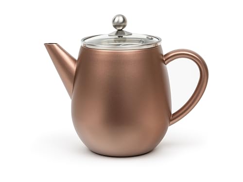 Bredemeijer doppelwandige Edelstahl Teekanne 1.1 Liter - rostbraune Edelstahlkanne mit Glasdeckel & Tee-Filter - für länger, warmen Teegenuss Bredemeijer doppelwandige Edelstahl Teekanne 1.1 Liter - rostbraune Edelstahlkanne mit Glasdeckel & Tee-Filter - für länger, warmen Teegenuss von Bredemeijer