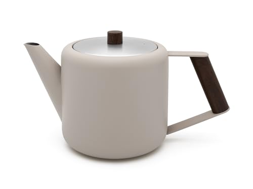 Bredemeijer doppelwandige Retro Teekanne 1.1 Liter beige - isolierende Kanne aus Edelstahl - für längeren Teegenuß von Bredemeijer
