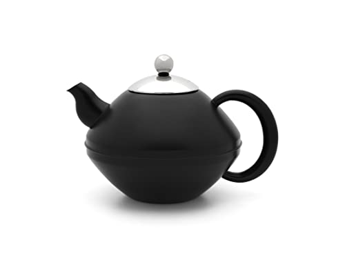 Bredemeijer große Schwarze doppelwandige Edelstahl Teekanne 1.4 Liter - isolierende Kanne für längeren Teegenuss von Bredemeijer