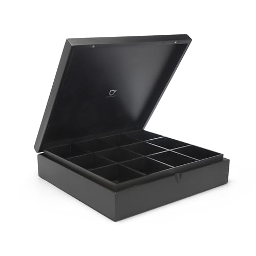 Bredemeijer große Schwarze eckige Holz Teebeutelbox 12 Fächer circa 30 cm von Bredemeijer