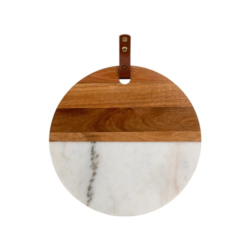 Bredemeijer große runde Servierplatte Ø 38 cm - Tablett geteilt in Holz-Marmor - ideal zum Servieren von Getränken oder als Ablage von Bredemeijer