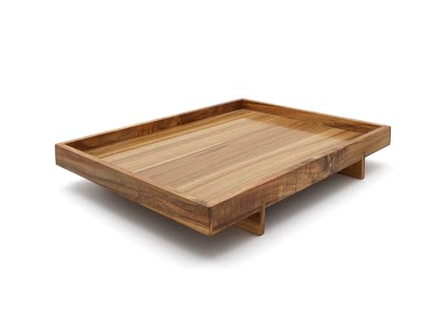 Bredemeijer großes braunes Holz-Tablett 40 x 30 cm mit Standfüßen - Serviertablett aus edlem Akazien-Holz - für Snacks oder Getränke von Bredemeijer