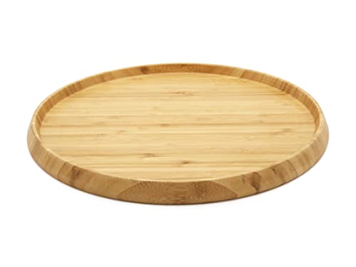 Bredemeijer rundes braunes Tablett Ø 35 cm aus Holz - großes Serviertablett für Getränke oder Flaschen von Bredemeijer