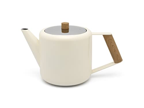 doppelwandige Creme-weiße Edelstahl Teekanne 1.1 Liter - isolierende Kanne für längeren Teegenuss von Bredemeijer