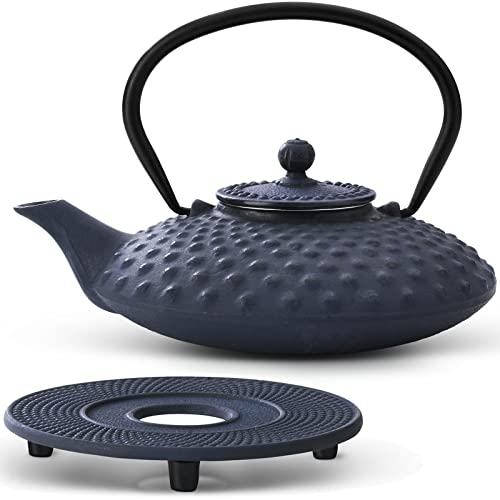 kleine blaue Asia Teekanne Gusseisen Set 0.8 Liter Teekessel mit Henkel & Edelstahl Tee-Filter Sieb-Einsatz für losen Tee und Untersetzer kleine blaue Asia Teekanne Gusseisen Set 0.8 Liter Teekessel mit Henkel & Edelstahl Tee-Filter Sieb-Einsatz für losen Tee und Untersetzer von Bredemeijer