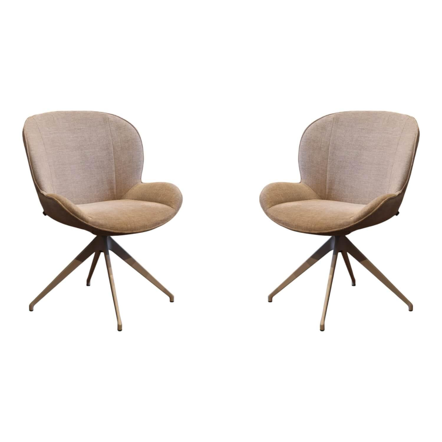 2er Set Stuhl Butterfly 23 Stoff New Harmony 68 Beige Gestell Aluminium Grau von Bree&#039;s New World