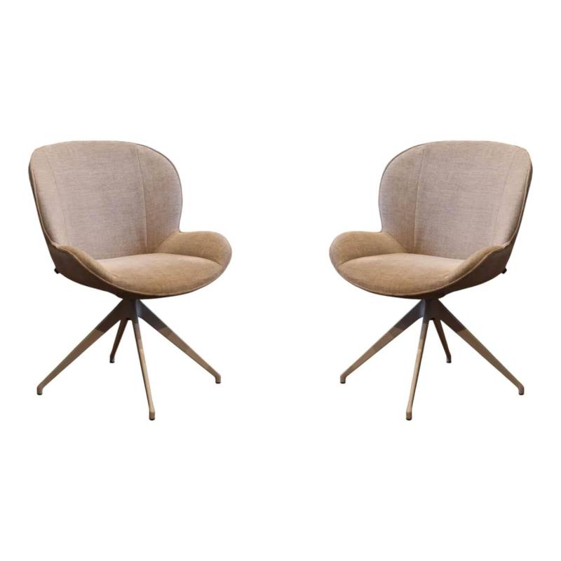 2er Set Stuhl Butterfly 23 Stoff New Harmony 68 Beige Gestell Aluminium Grau von Bree&#039;s New World