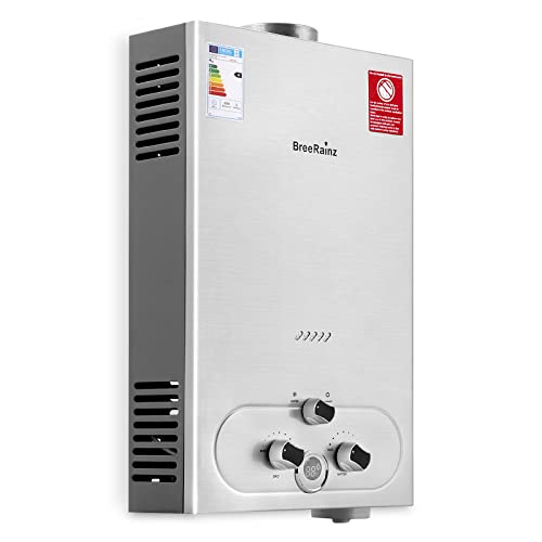 20LPM Gas Durchlauferhitzer, 40KW Propangas Durchlauferhitzer mit Super Niedrigem 0,1 bar Startwasserdruck, Betrieben mit LPG für Dusche & Täglichen Gebrauch von BreeRainz