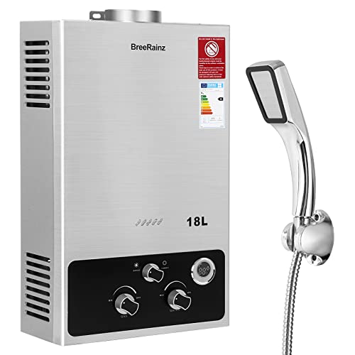 BreeRainz 18LPM Gasdurchlauferhitzer,36KW LPG Propan Butan Warmwasserbereiter Durchlauferhitzer,Super Niedrigem Startwasserdruck,Warmwasserspeicher für Zuhause,Wohnmobile von BreeRainz