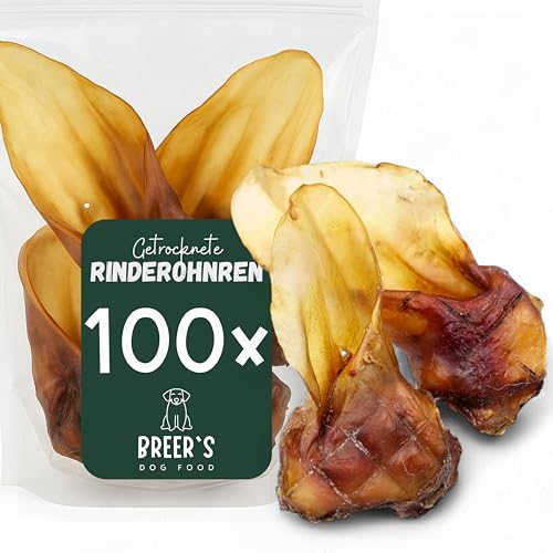 BREERs Getrocknete Rinderohren mit Muschel für Hunde 100 Stück aus eigener Deutscher Herstellung, Kauartikel für Groß & Klein von Hunde Helden