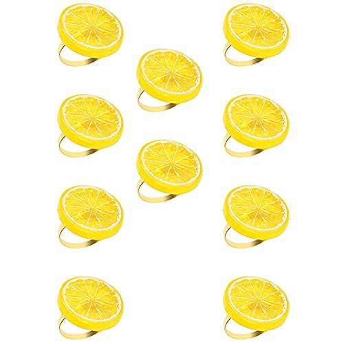 Breeshy 10 StüCke Zitrone Servietten Ringe KüNstliche Zitronen Scheibe Servietten Schnallen Obst Dekorative Servietten Halter für Sommer Ferien von Breeshy