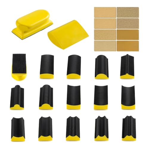 Breeshy 16-Teiliger Handheld-Schleifblock und Sandpapier-Kit, 40 Bl?tter f¨¹r Autok?rperarbeit, Kunsthandwerk und Holzbearbeitungsprojekte von Breeshy