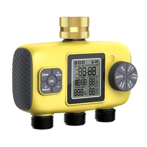 Breeshy 3-Outlet Automatischer Wasserhahn Timer Automatische Bewässerungsbewässerungsuhr für Den Außenbereich Garten Rasen Gewächshaus Pflanzen von Breeshy