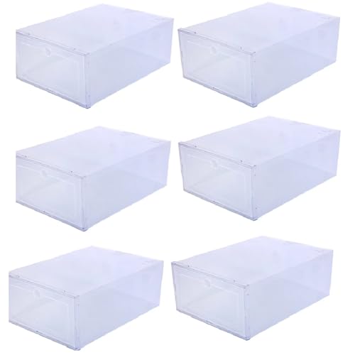 Breeshy 6er-Pack Transparenter Schuhkarton Staubdichte Aufbewahrungsbox Stapelbarer Kombinierter von Breeshy