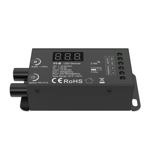 Breeshy Fernbedienung ohne Doppelknopf mit konstanter Spannung 1CHx20A CV-Controller mit digitaler Anzeige V1-B von Breeshy