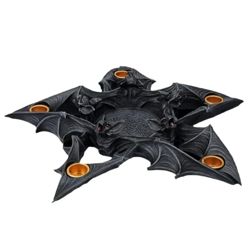 Breeshy Fledermaus-Teelichthalter, Halloween, Gothic-Fledermaus-Kerzenhalter, Schwarzer Harz-Gotik-Kerzenständer für Den Tisch von Breeshy