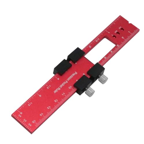 Breeshy Holzbearbeitungswerkzeuge Lineal – Taschenlineal, Lineal, Lineal, Lineal, Präzisionslineal aus Aluminium mit verschiebbaren Anschlägen aus Metall, T-Track 160 mm von Breeshy