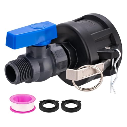 Breeshy IBC-Container-Adapter 2" Camlock für 275-330-Gallonen-IBC-Container mit Schwerer Kunststoff-Absperrkugelhahn für Gartenschläuche von Breeshy