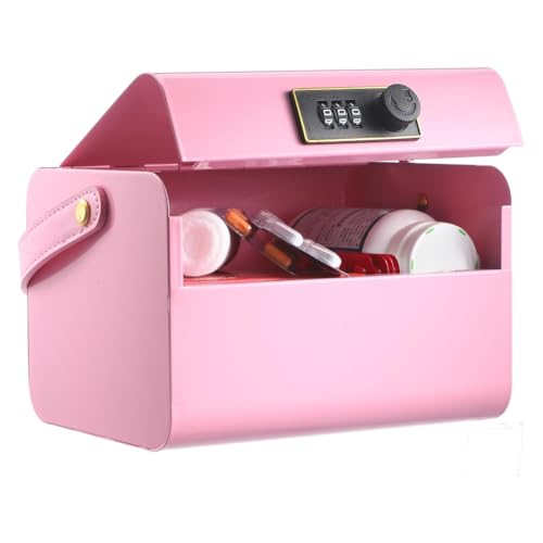 Breeshy Schlie?Bare Aufbewahrungsbox Tragbare Kinder Sichere Bank mit Code f¨¹r B¨¹ro, Zuhause, Schule f¨¹r Telefon/Medizin Safe/Food Home/Pink von Breeshy