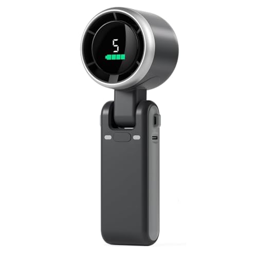 Breeshy Tragbarer Hand-Turboventilator, 5-Gang-Wind, Batteriebetrieben, Bis zu 12 Betriebsstunden, Handventilator mit Air Turbo Tech Schwarz von Breeshy