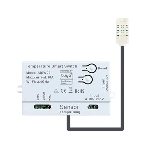 Breeshy Tuya Temperatur-Feuchtigkeitsschalter Sensor 2,4G WiFi Temperatur-Feuchtigkeitsschalter Sensor mit Temperatur- und Feuchtigkeitsf¨¹hler von Breeshy