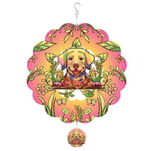 Breeshy Wind Spinner Stiftung Farbiger Hund Mandala Windspinner zum Aufhängen Zur Dekoration von Breeshy