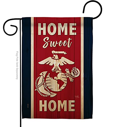 Breeze Decor Home Sweet Marine Corps Gartenflagge Streitkräfte USMC Semper Fi United State American Military Veteran Retire Offizielle Hausdekoration Banner für kleine Hof, Geschenk, doppelseitig, von Breeze Decor