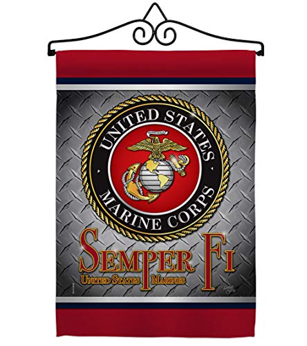 Semper Fi US Marine Garden Flag - Set Wall Hanger Armed Forces Corps USMC United State American Military Veteran Retire Official - House Banner Small Yard Gift Double-Sided Made In USA 13 X 18.5 Semper Fi US Marine Garden Flag - Set Wall Hanger Armed Forces Corps USMC United State American Military Veteran Retire Official - House Banner Small Yard Gift Double-Sided Made In USA 13 X 18.5 von Breeze Decor