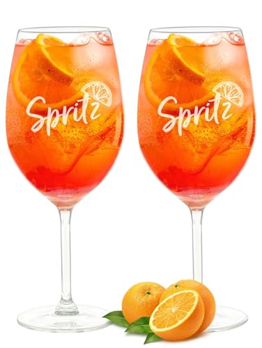 Breezio Aperol Spritz Gläser 2er Set 540ml - Einzigartige Aperol Gläser für den Perfekten Genussmoment | Spülmaschinenfestes Spritzglas Made in Germany | Ideal geeignet als Aperol Spritz Geschenkset von Breezio
